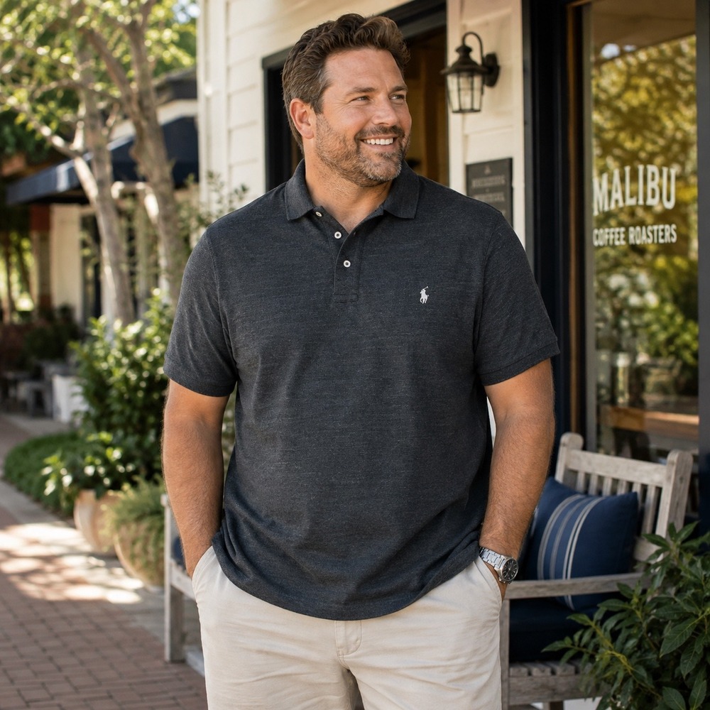 Polo Ralph Lauren Mens‎ XXL Charcoal Gray Heather Cotton Classic Fit Polo Shirt